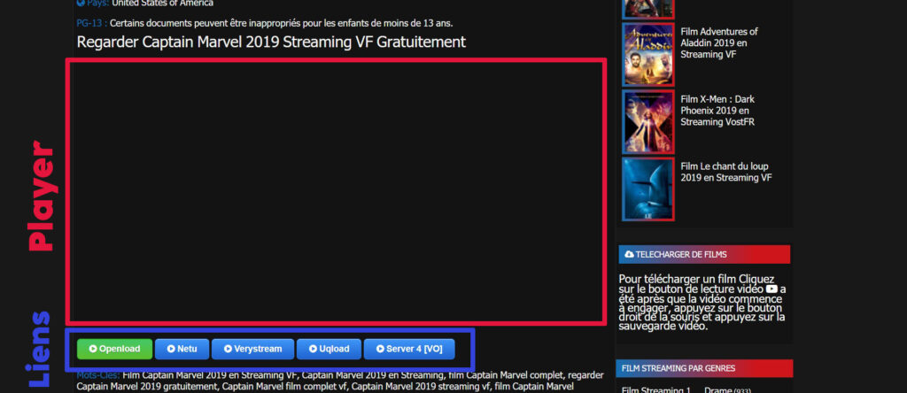 Comment fonctionne le site de streaming Gratflix.com Gratflix - Ancien Interface de lecture Gratflix 