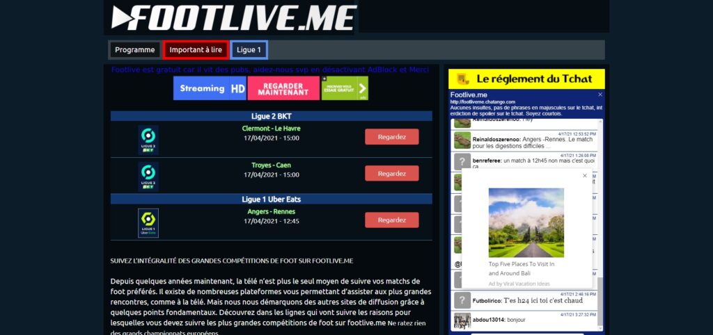 Footlive - Football streaming live gratuit HD et illimité