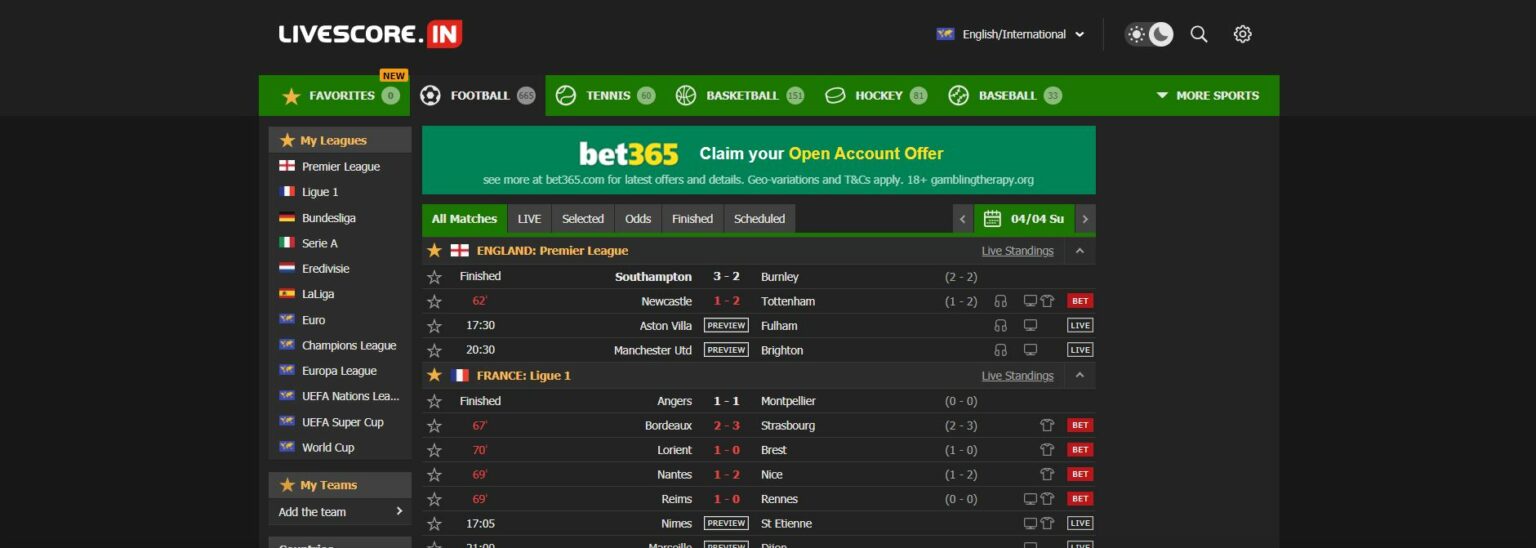 Лайвскоре. Livescore in. Livescore add. Livescore betting.