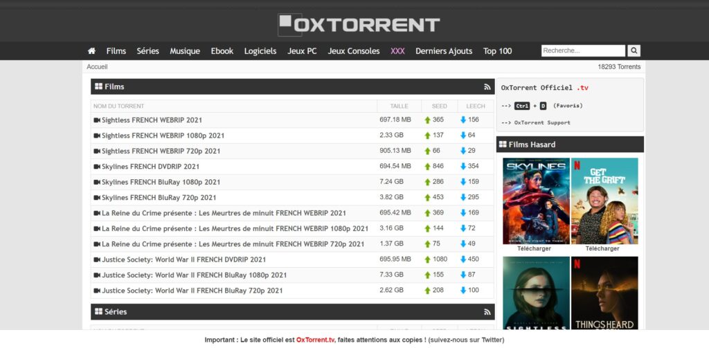 OxTorrent com - Загрузить с помощью официального OxTorrent