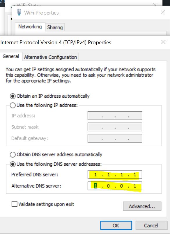 Cambia estes DNS por IPv4
