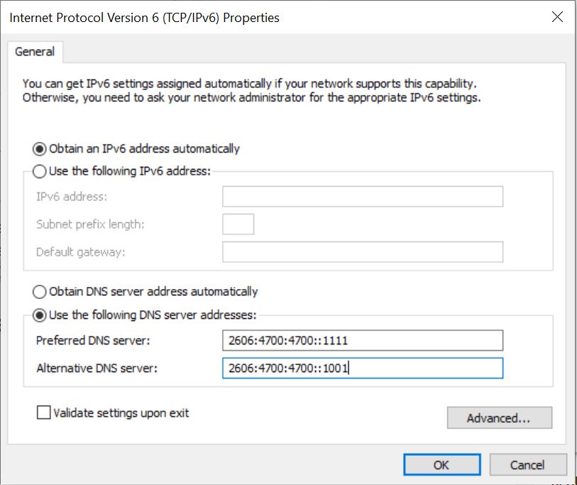 เปลี่ยน DNS เหล่านี้สำหรับ IPv6