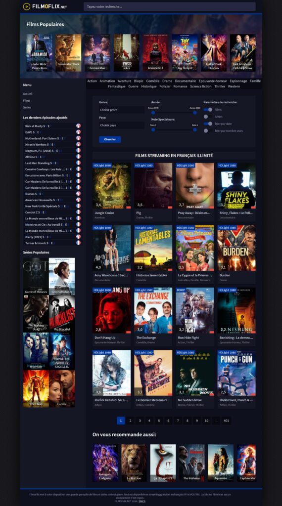 Filmoflix اسٽريمنگ - ڏسو مفت فلم اسٽريمنگ FilmoFlix تي ، اسٽريمنگ فلمون ۽ سيريز VF يا Vostfr ۾ ، لامحدود رسائي ۽ HD معيار ، مڪمل مووي اسٽريم.