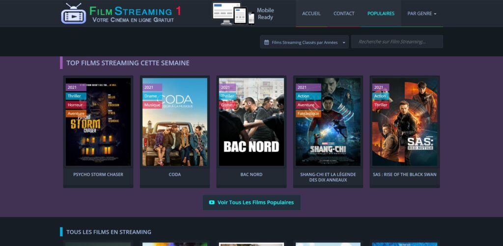 Filmstreaming1 - сайт 1er Film Streaming PRO 100% Gratuit HD VF, Film Complete en Streaming