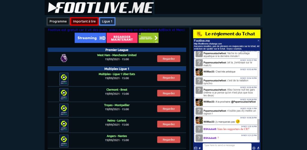 Footlive - Football Ligue 1 HD ffrydio byw am ddim