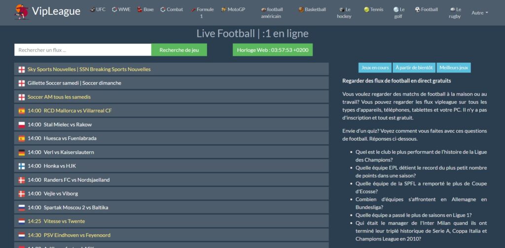 Live foutbòl Stream sou entènèt - VIPLeague foutbòl Streams