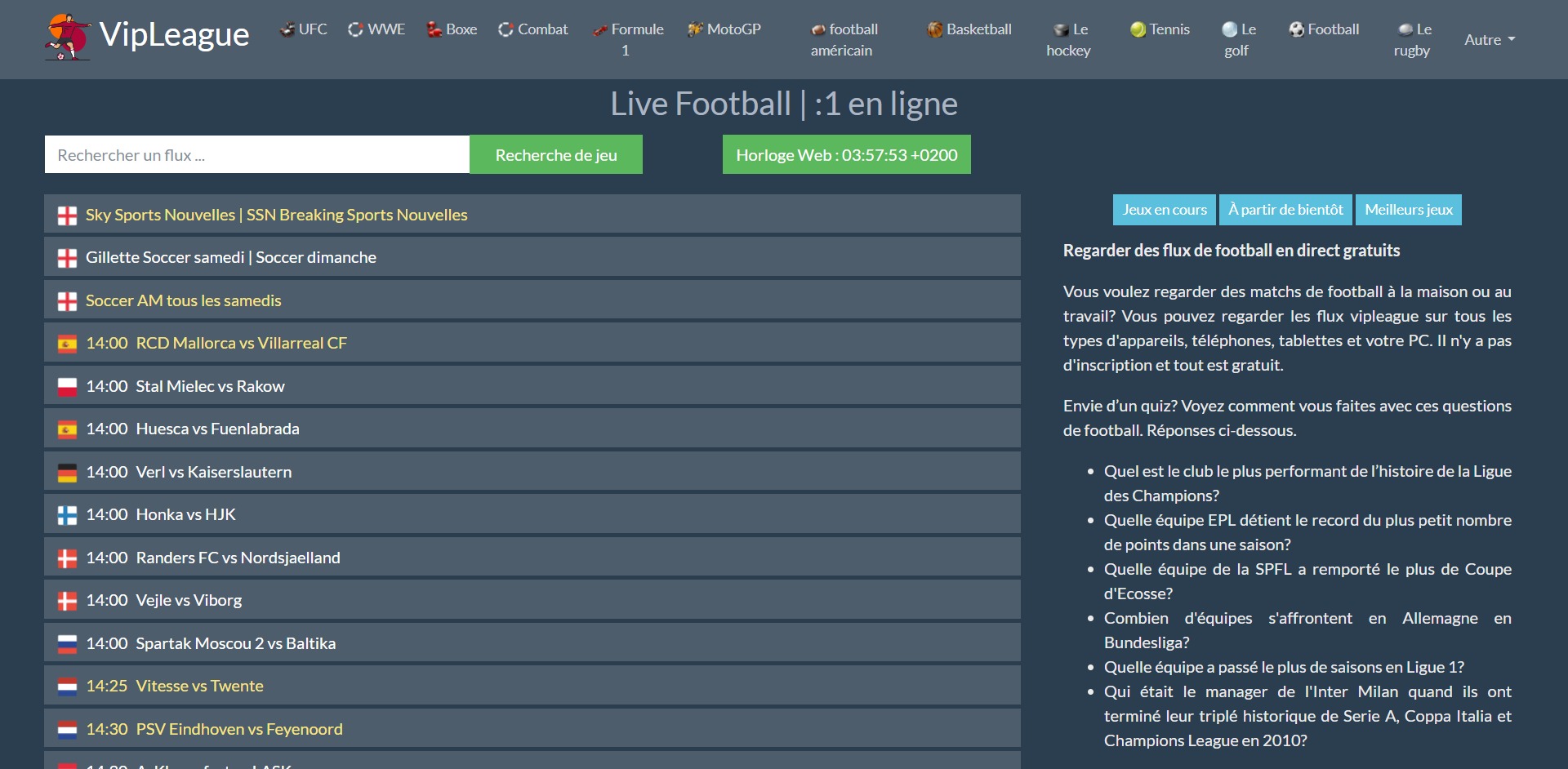 Live Football Stream Online - VIPLeague Fussball Streams