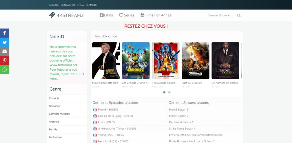 4kstreamz يصبح 4kstreamz.net - أفلام متدفقة إصدار Gratuit Française