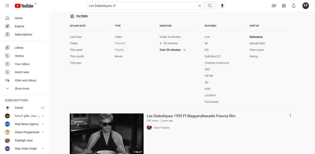 Comment regarder un film en entier sur YouTube - rechercher un film avec les filtres