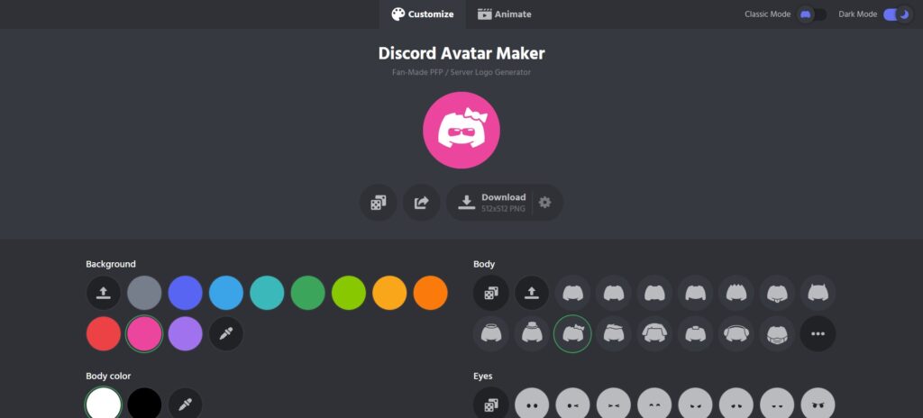 Discord Avatar Maker - 나만의 프로필 사진 또는 서버 로고 만들기