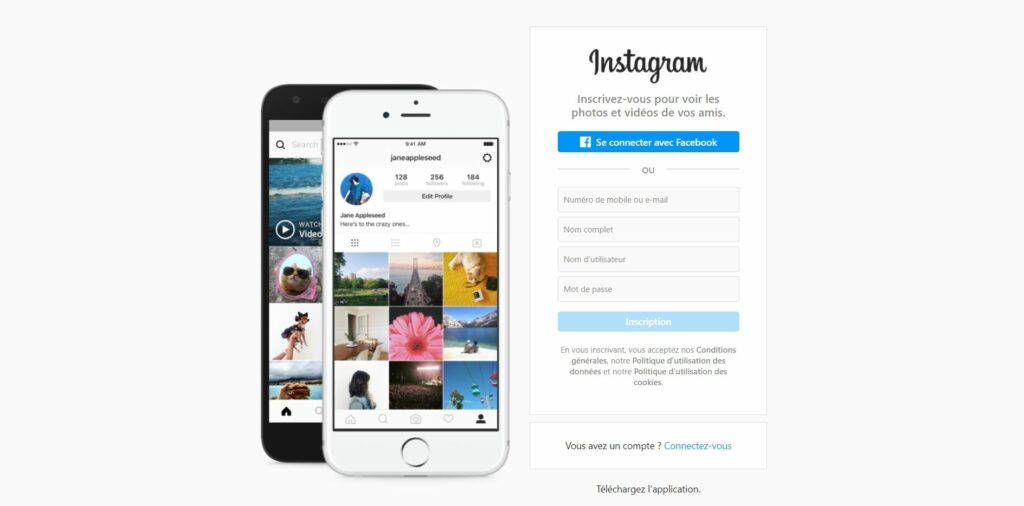 Comment Créer un compte Instagram sur un PC sans Facebook - Page d'inscription sur PC