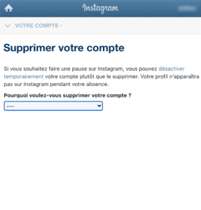Supprimer son compte Instagram depuis iPhone et Android