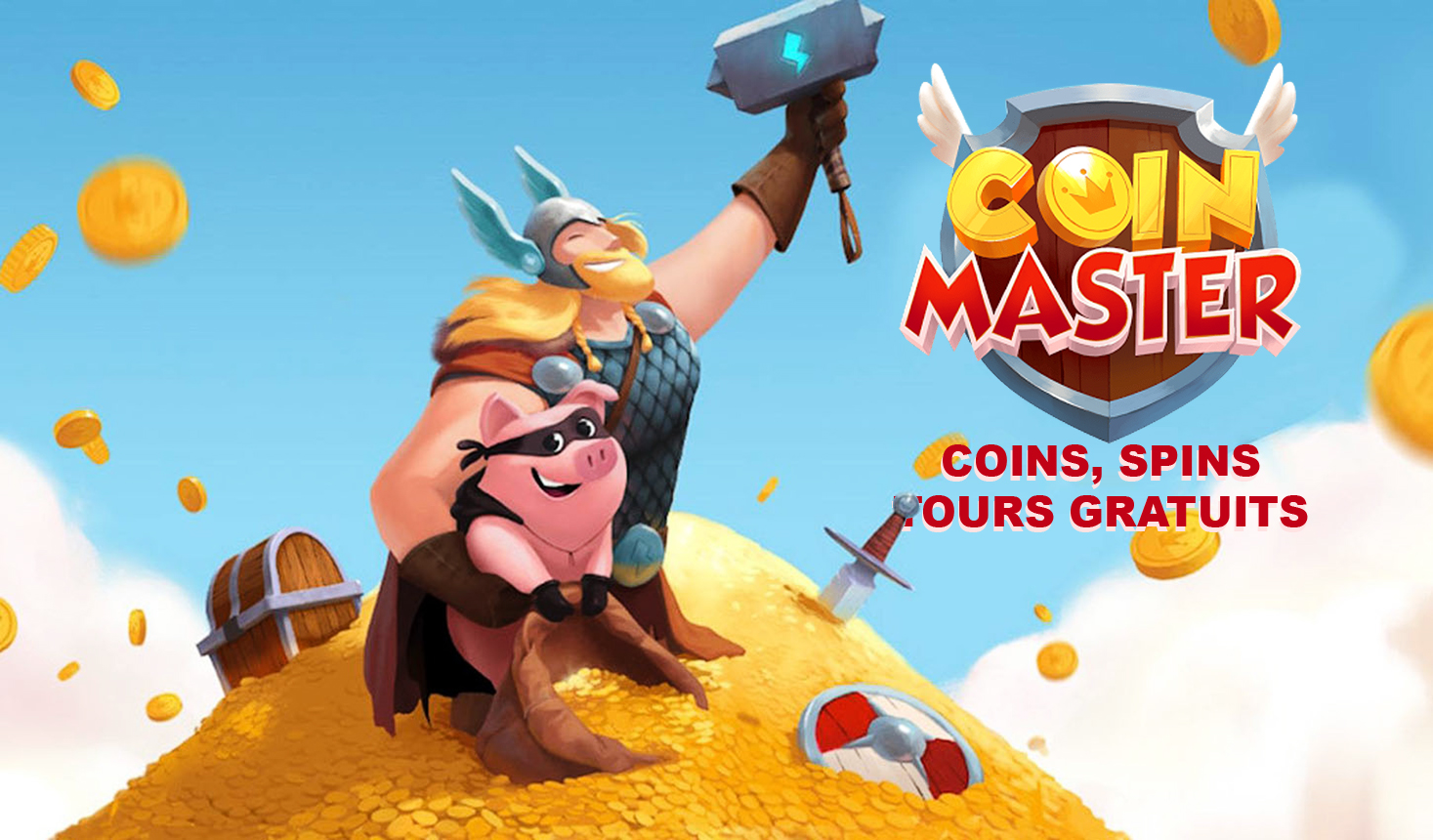 A Viking with a pig under his arm, looking for Coin Master free spins I assume