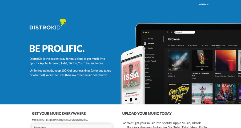 DistroKid - Unggah & jual musik anjeun dina Apple, Spotify, Amazon sareng Google Play