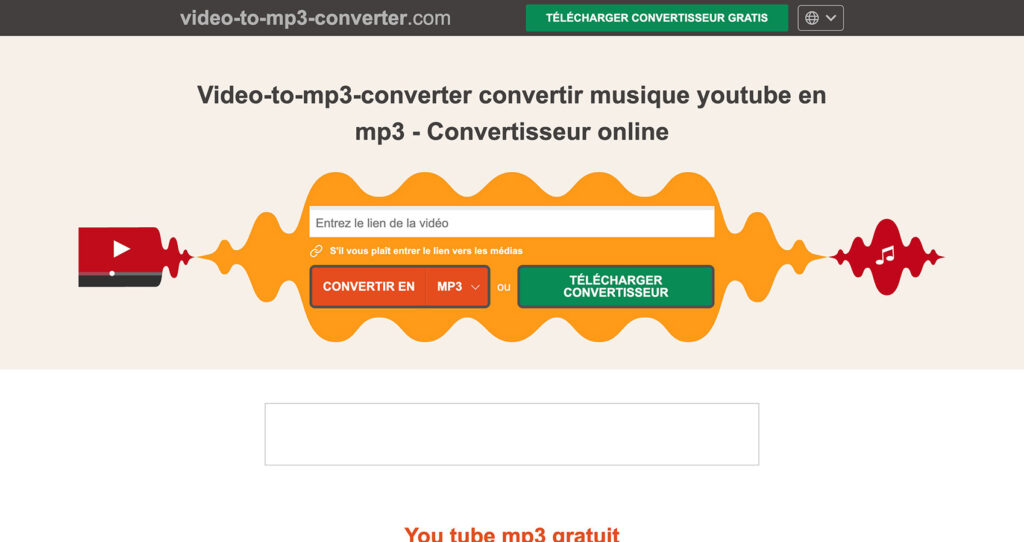 VideoToMP3 - La navigation et le téléchargement de vidéos au format MP3 ou MP4 sur ce site sont entièrement gratuits, anonymes et sûrs. Aucun enregistrement n'est nécessaire pour utiliser MP3hub et la conversion se fait complètement en ligne, vous n'avez pas besoin d'installer un logiciel ou une extension de navigateur.