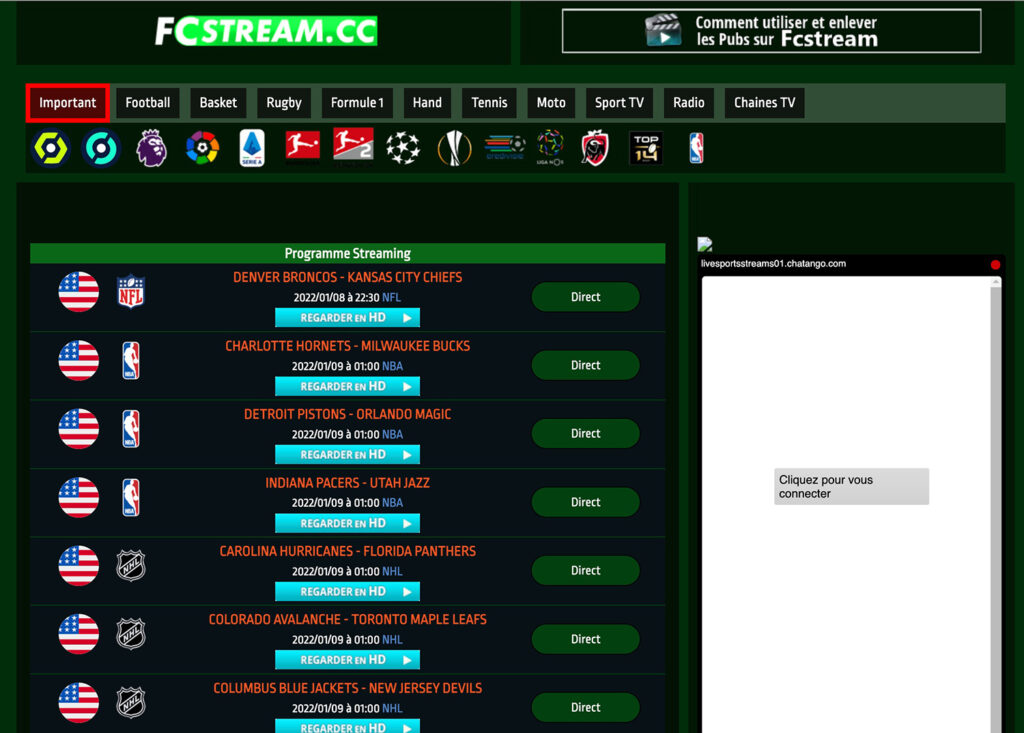 Fcstream - Futbol axını, Futbol, ​​Reqbi və idman