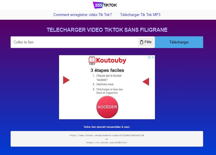 SssTikTok.io télécharger une vidéo TikTok