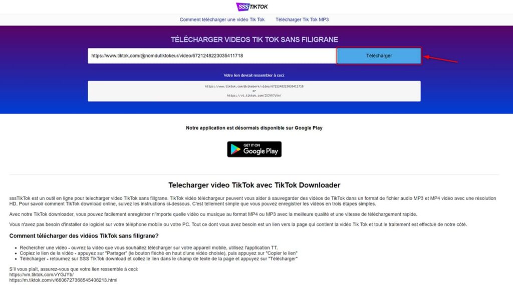 SssTikTok.io télécharger une vidéo TikTok