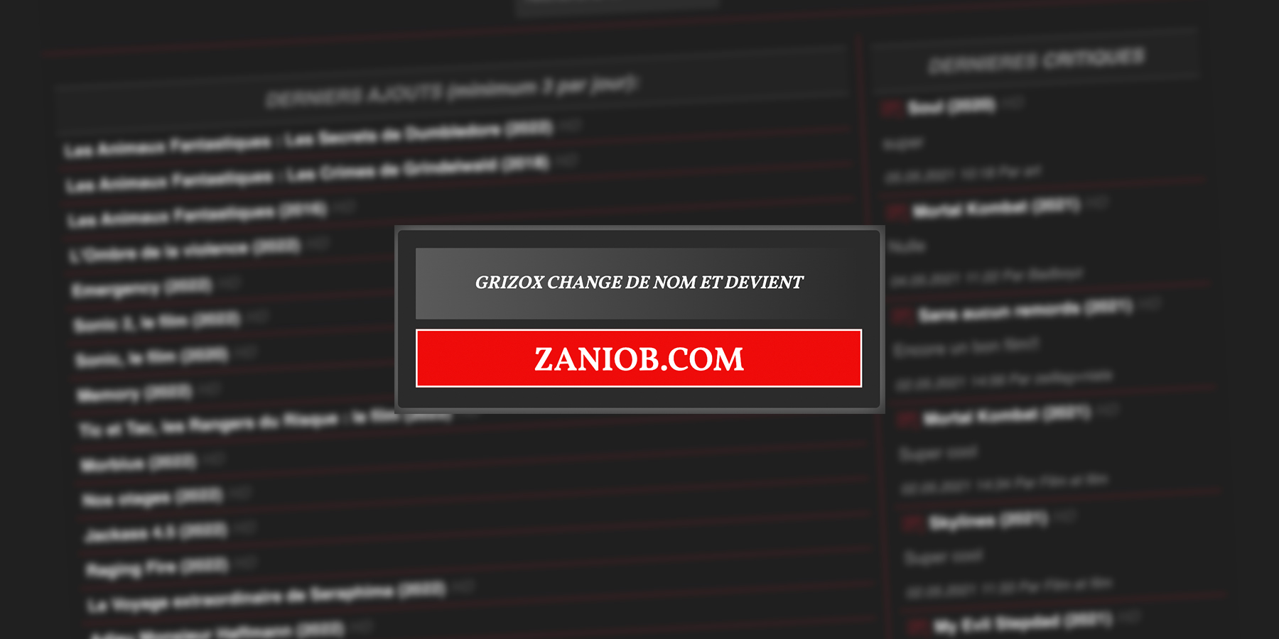 Coflix Tv Avis Streaming : Le site Grizox change de nom et devient Zaniob – Reviews |  Source #1 des Tests, Chroniques, Avis et Nouveautés
