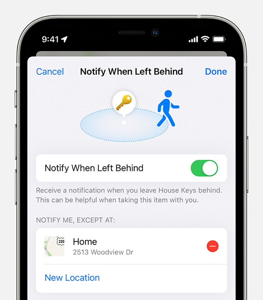 Locate with the app and notifications - The Notifications part allows you to be notified or to notify someone when a person arrives or leaves from a specific position.