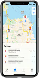 localiser un appareil Apple à distance - Localisez tous vos appareils sur une carte géographique et agissez à distance sur ces appareils en cas de perte ou de vol.