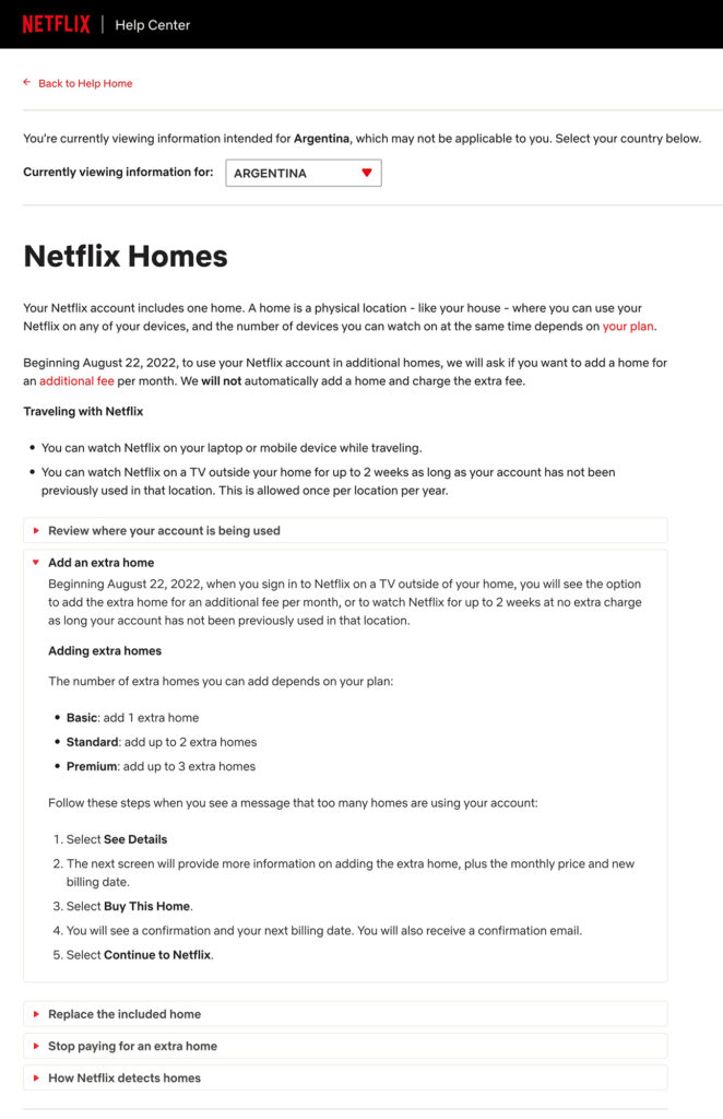 Netflix Extra Homes - Netflix adds fees and blocks use in other homes if you don't pay