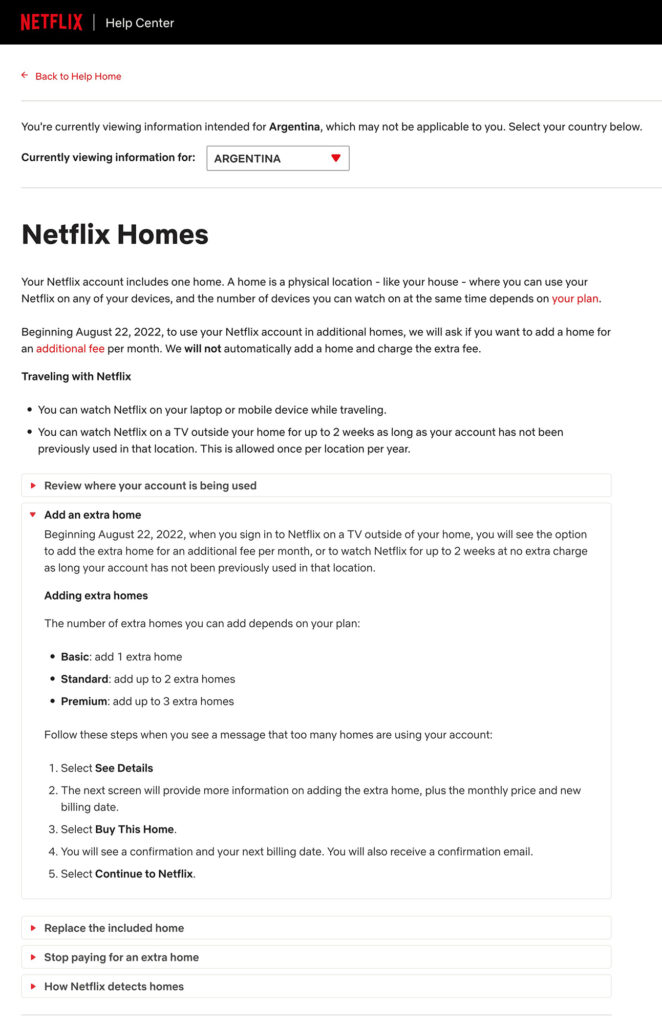 Casas extra de Netflix: Netflix engade taxas e bloquea o uso noutras casas se non pagas