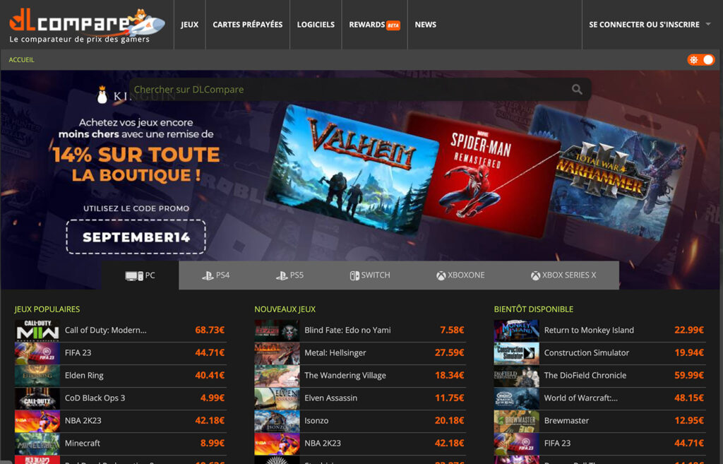 Instant Gaming 之类的网站 - DLCompare.fr - 比较、购买、下载和播放