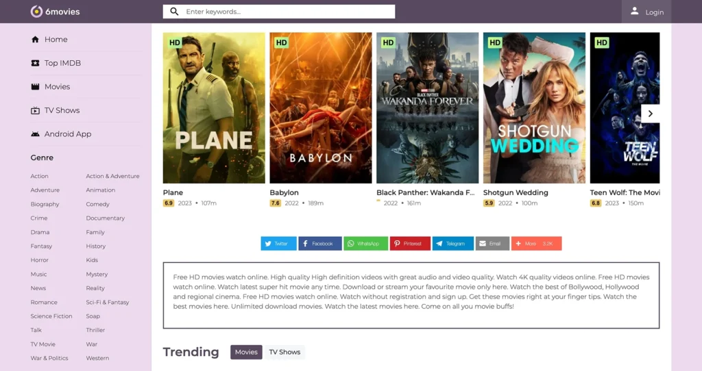 6Movies : Meilleurs sites pour regarder des films en ligne en 2023