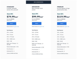Bluehost review - Dedicated server prices