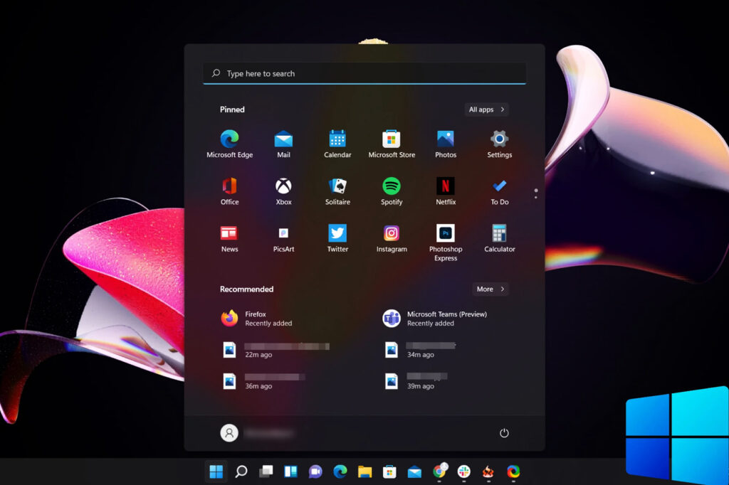 Windows 11 ten un novo aspecto: as iconas da barra de tarefas agora están centradas e son máis pequenas como en Chrome OS, pero o botón Inicio aínda está á esquerda doutras iconas de aplicacións. As esquinas de Windows están ben redondeadas, como en macOS.