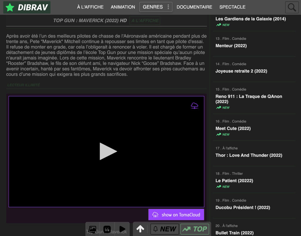Nouvelle adresse Dibrav : Lecteur streaming films