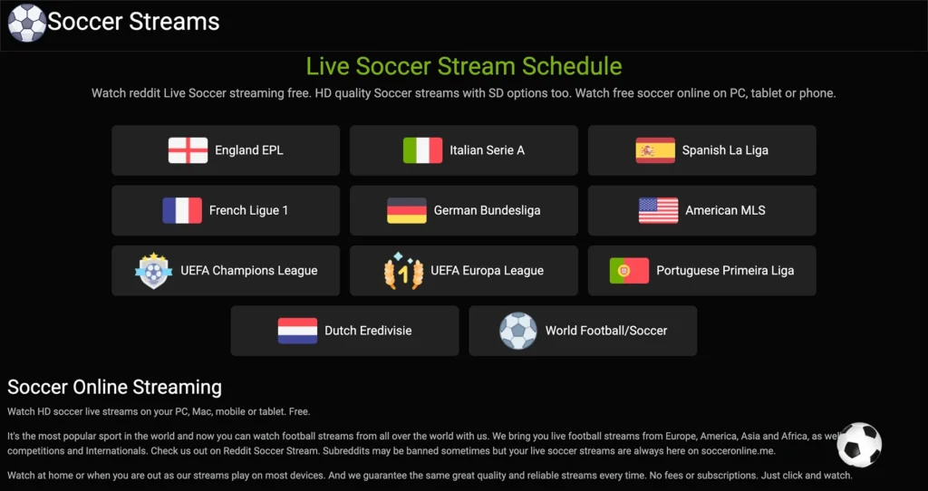 Soccer Streams | Onlayn Futbol izlə | Canlı Futbol