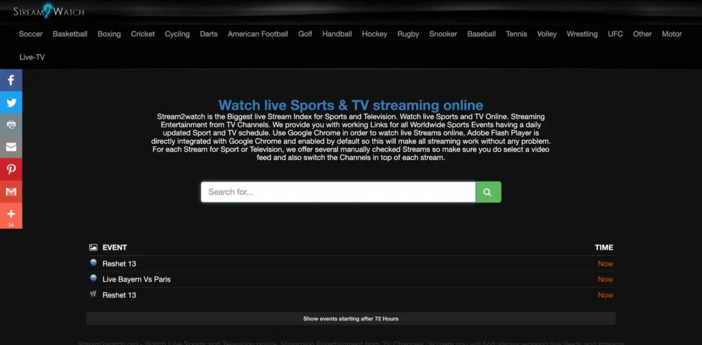 Stream2watch emisións deportivas en directo