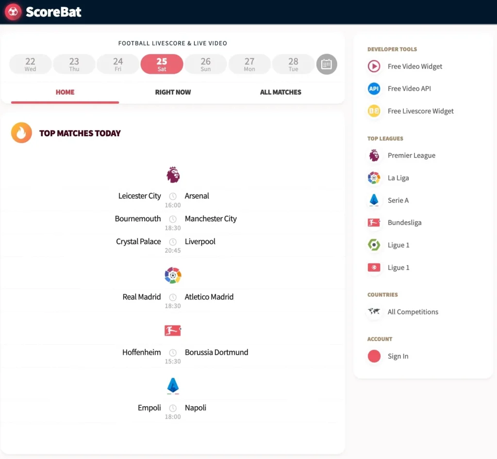 ScoreBat: Soccer Livescore & Video ya Moja kwa Moja