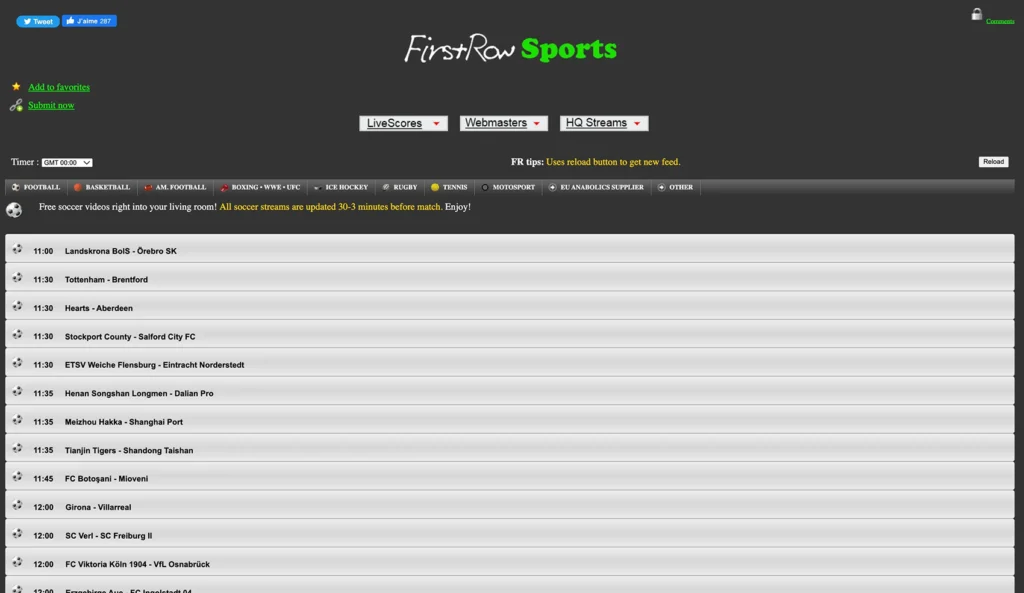 FirstRowSports - بث مباشر للألعاب الرياضية