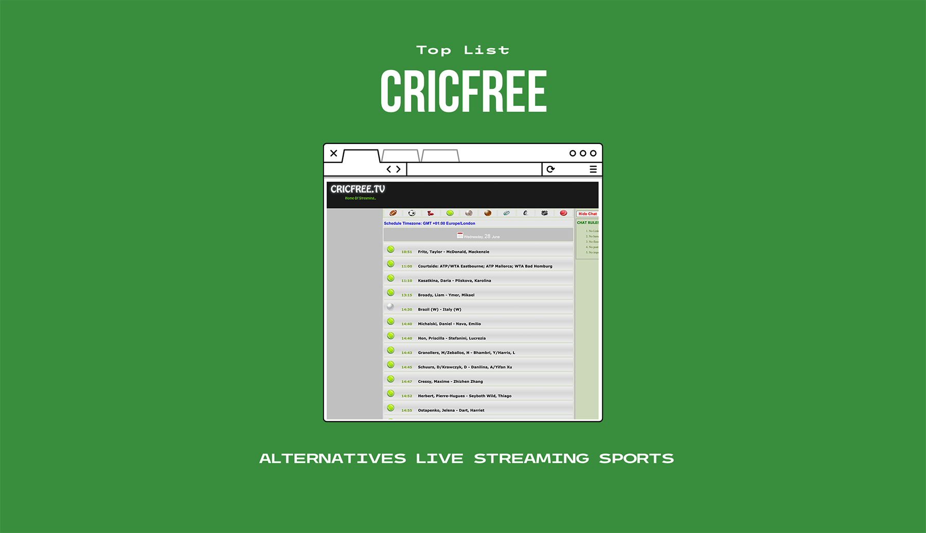CricFree Alternatives : Top Sites similaires pour Regarder les Sports en Streaming