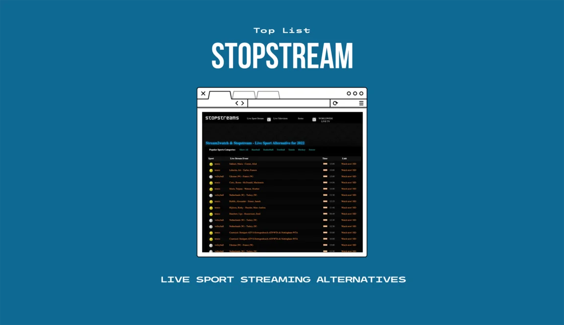StopStream TV: 10 สุดยอดเว็บไซต์ถ่ายทอดสดกีฬา