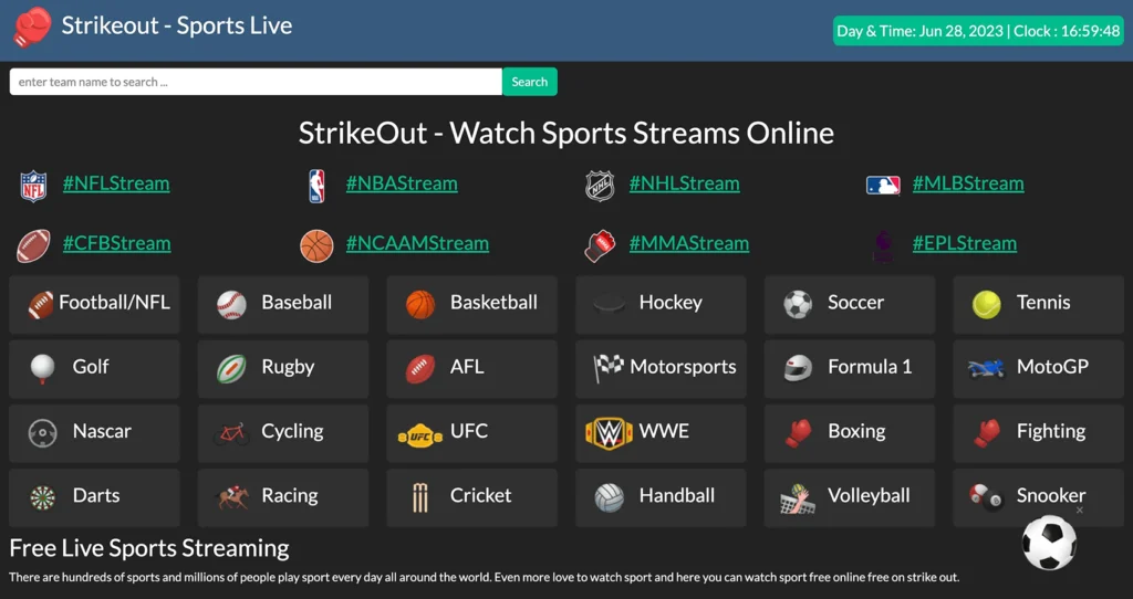 StrikeOut - NFL, NBA, NHL, MLB, MMA Sports HD потоци | Зачеркване