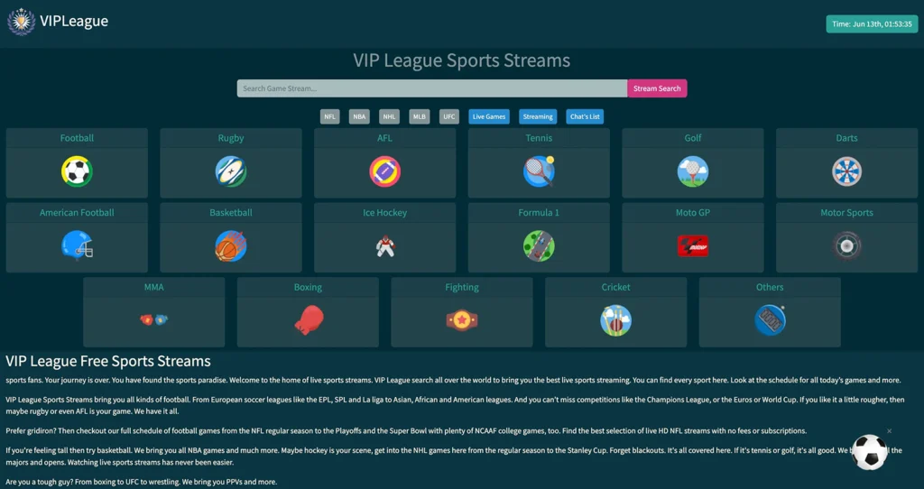 VIP līgas bezmaksas sporta straumēšana un grafiki tiešsaistē — VIPLeague