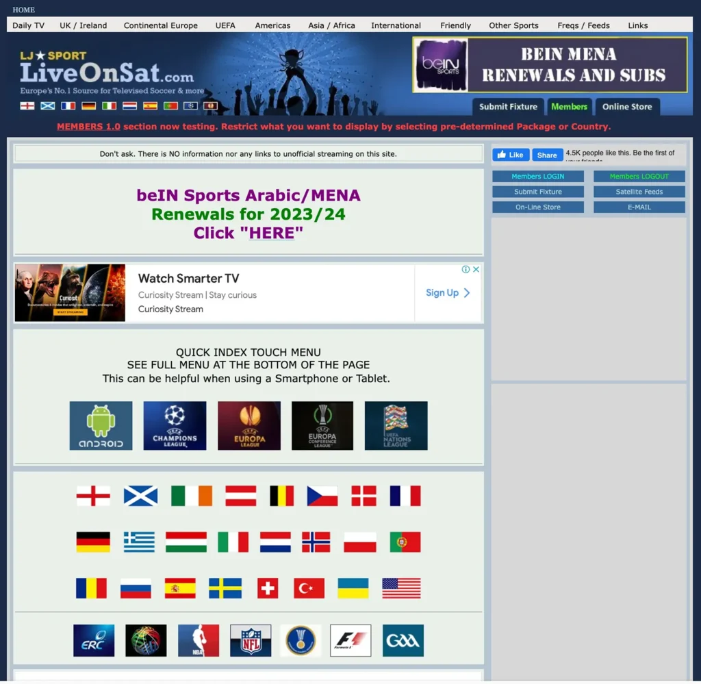 LJs LiveOnSat Football - TV मा फुटबल तालिकाहरू