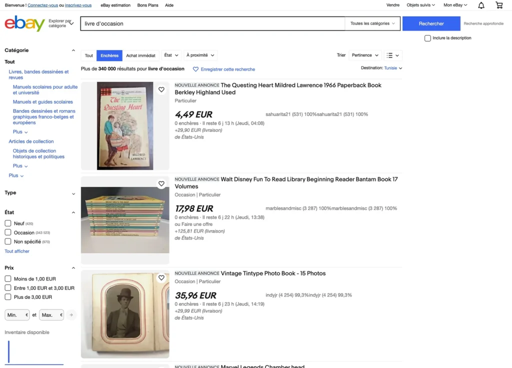 eBay - Une vaste bibliothèque de livres d'occasion à portée de clic